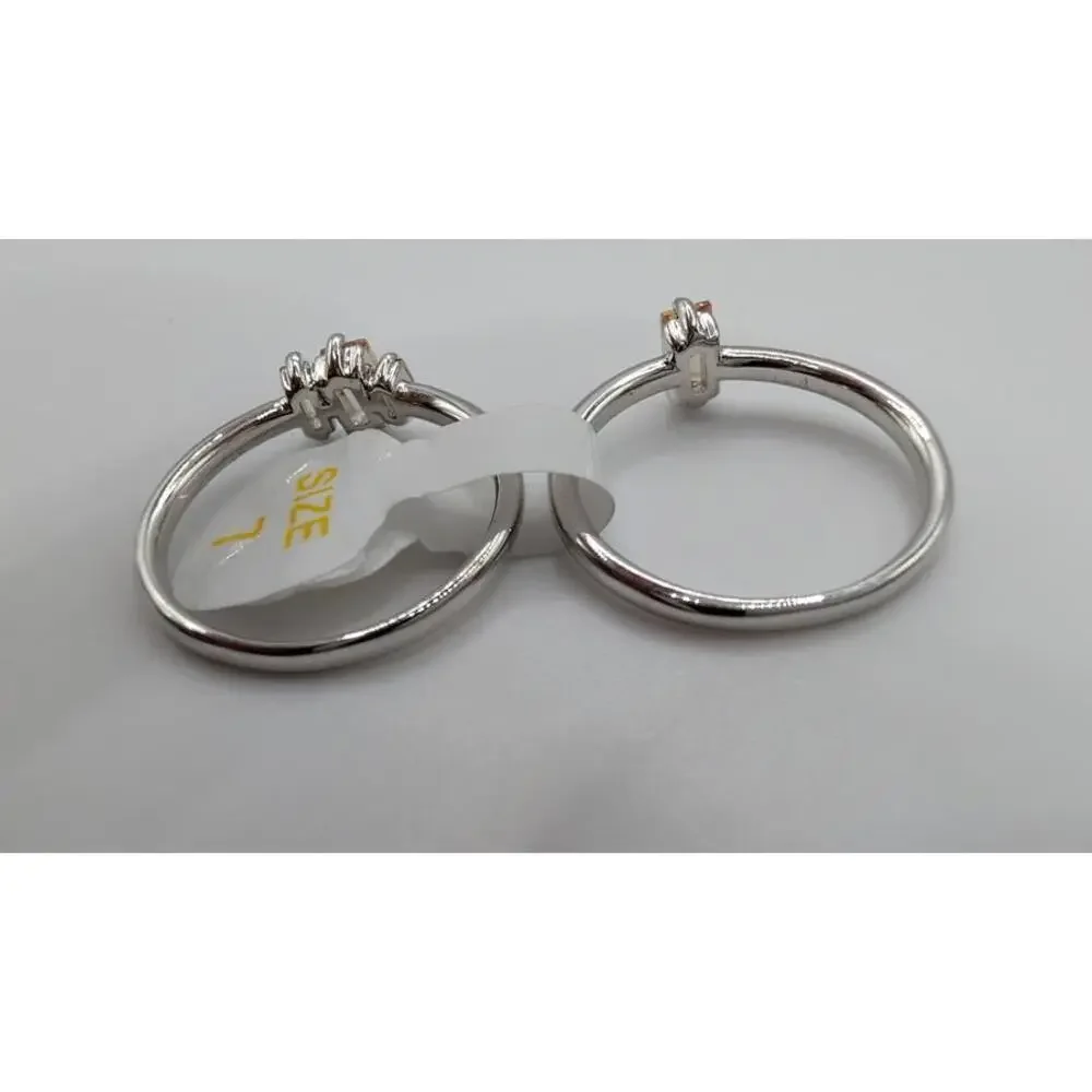 Swirling Stars Above Rhodium Plated Ring with Lemon Cubic Zirconia Size 7 - Picture 6 of 7
